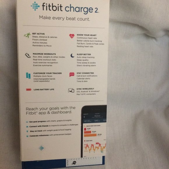 Fitbit Charge 2 Activity Tracker ~ Large ~ Black Band + (3) additional bands - Picture 3 of 10